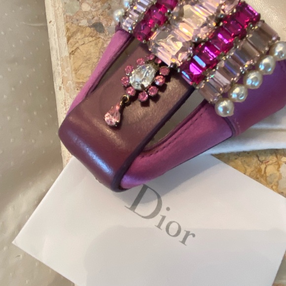 COPY - Christian Dior Sling back Jeweled Satin & leather Vintage Pink - Purple …